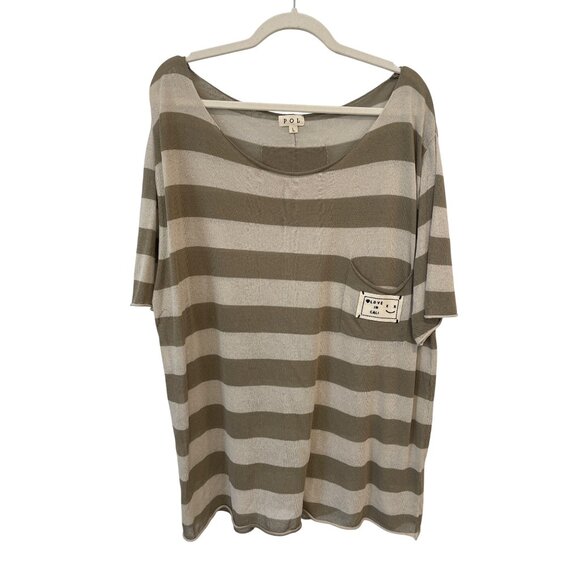 POL Color Block Striped Round Neck Long Sleeve T-Shirt